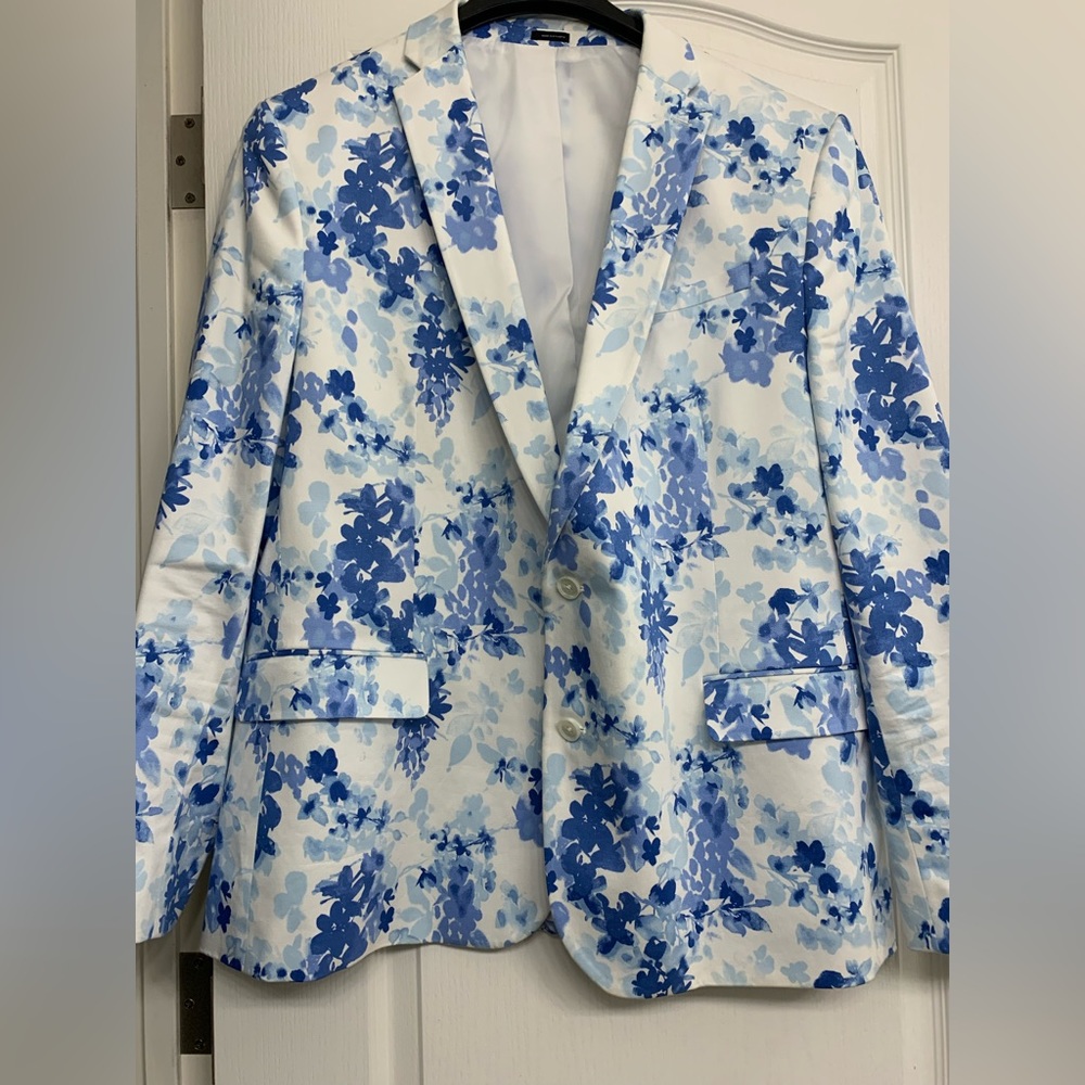 jf j.ferrar Blue Floral Blazer